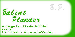 balint plander business card